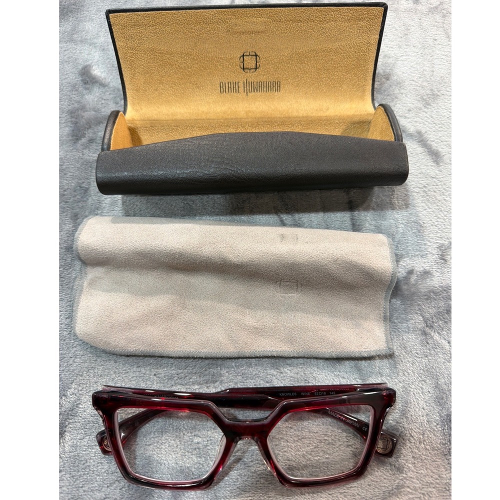 Blake Kuwahara Knowles Eyeglasses Unisex Wine Geometric Japan Frames 52-18-145 - Picture 2 of 9
